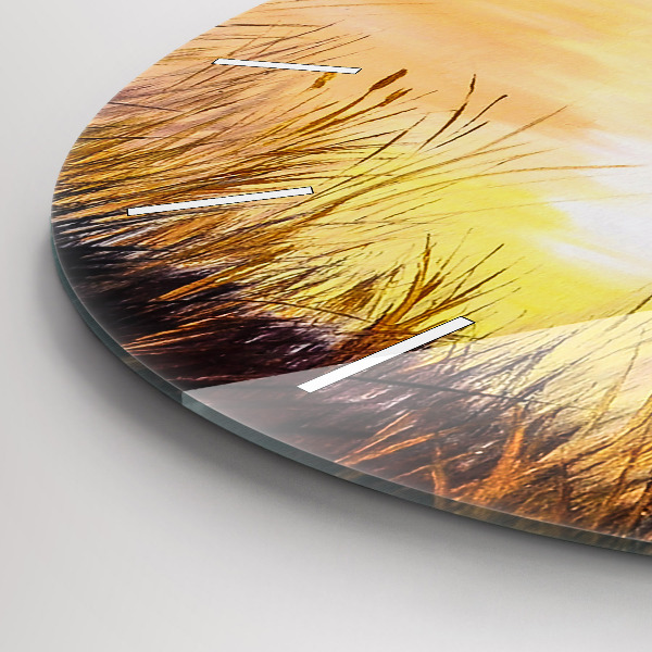 Round glass wall clock Cranes at sunset