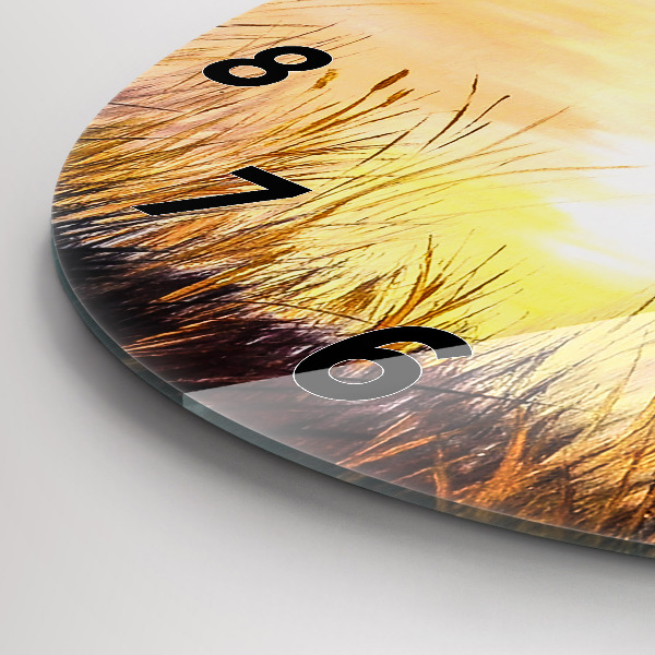 Round glass wall clock Cranes at sunset