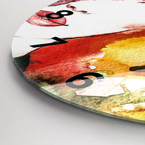 Round glass wall clock Colorful portrait of a woman