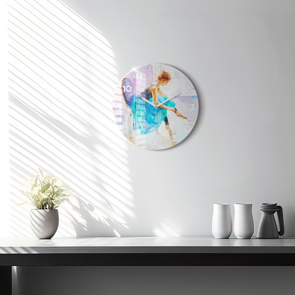 Round glass wall clock Preparing the ballerina
