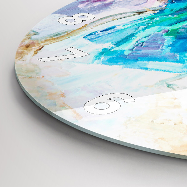 Round glass wall clock Preparing the ballerina