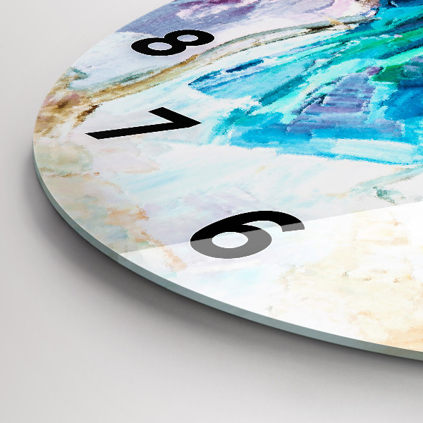 Round glass wall clock Preparing the ballerina