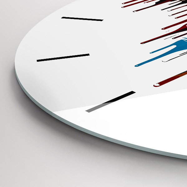 Round glass wall clock Colorful zebra