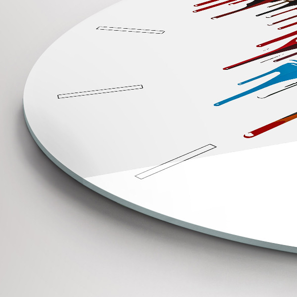 Round glass wall clock Colorful zebra