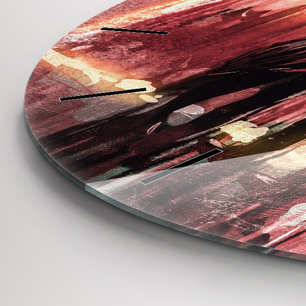 Round glass wall clock Young couple in love