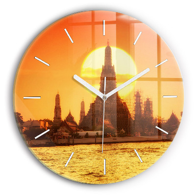 Round glass wall clock Wat arun bangkok thailand