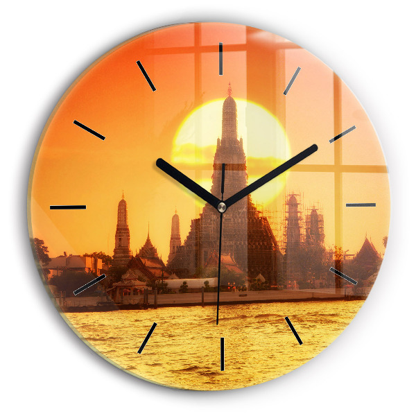 Round glass wall clock Wat arun bangkok thailand