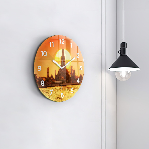 Round glass wall clock Wat arun bangkok thailand