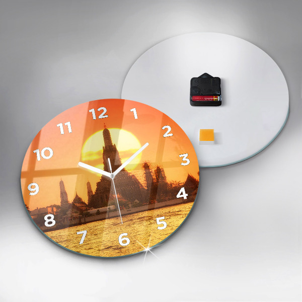 Round glass wall clock Wat arun bangkok thailand