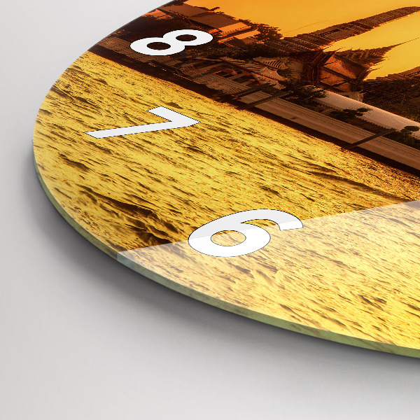 Round glass wall clock Wat arun bangkok thailand