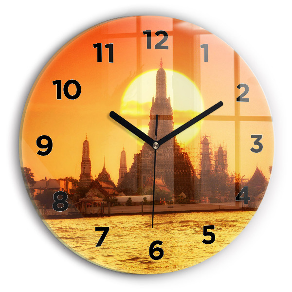 Round glass wall clock Wat arun bangkok thailand