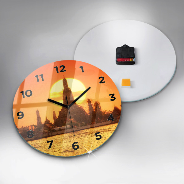 Round glass wall clock Wat arun bangkok thailand