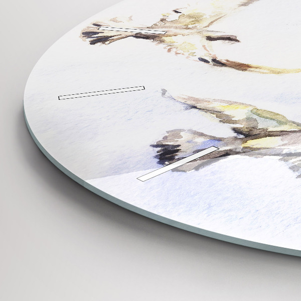 Round glass wall clock Flying birds