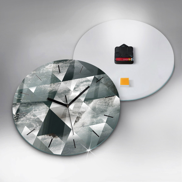 Round glass wall clock Abstract sea waves