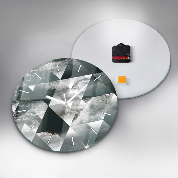 Round glass wall clock Abstract sea waves