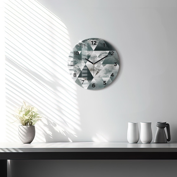 Round glass wall clock Abstract sea waves