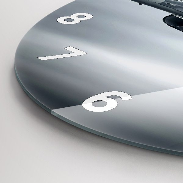 Round glass wall clock Military aircraft