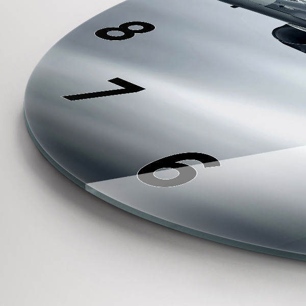 Round glass wall clock Military aircraft