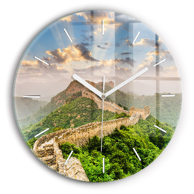 Round glass wall clock The Great Wall of China