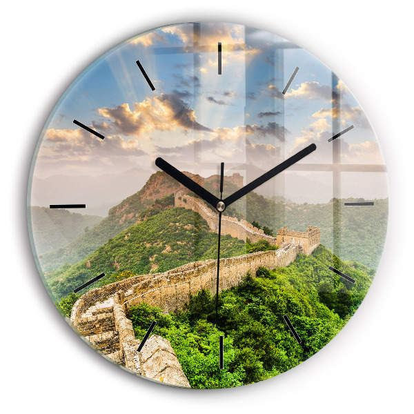 Round glass wall clock The Great Wall of China
