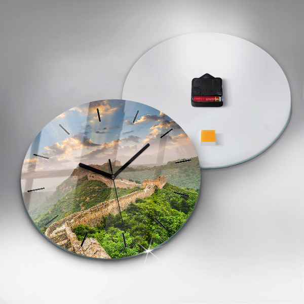 Round glass wall clock The Great Wall of China