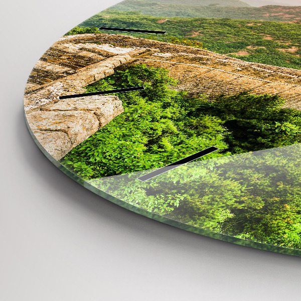 Round glass wall clock The Great Wall of China