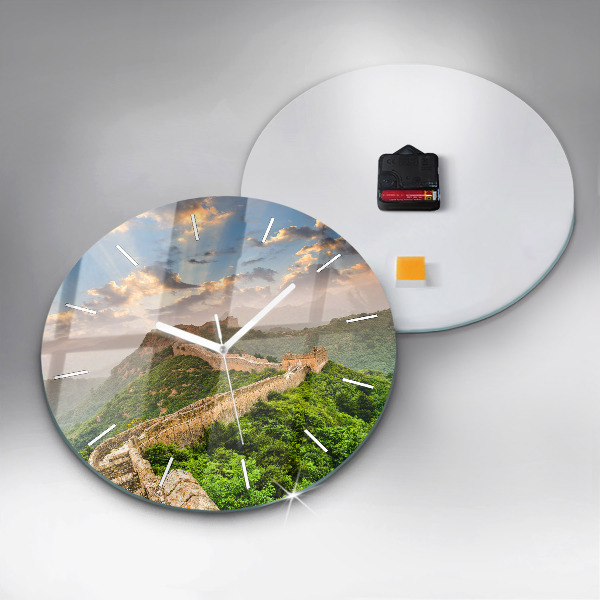Round glass wall clock The Great Wall of China