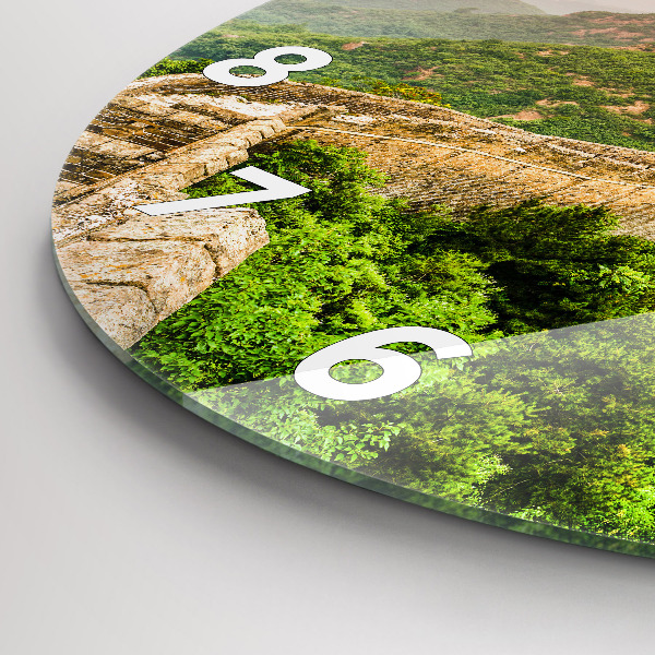 Round glass wall clock The Great Wall of China