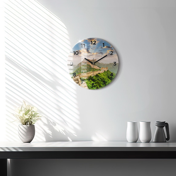 Round glass wall clock The Great Wall of China