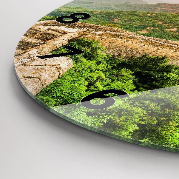 Round glass wall clock The Great Wall of China