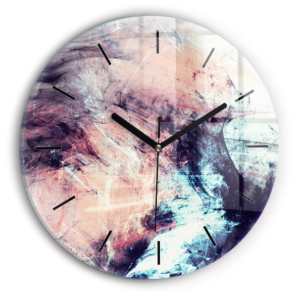 Round glass wall clock Abstract painting