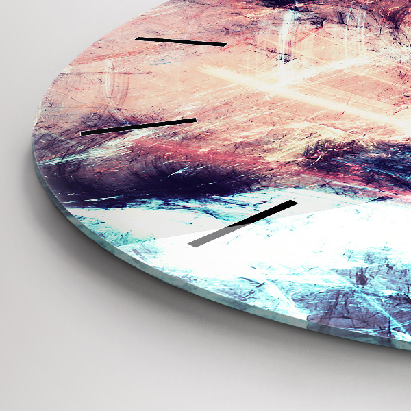 Round glass wall clock Abstract painting