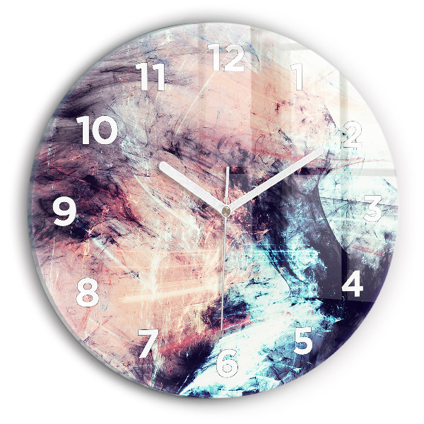 Round glass wall clock Abstract painting