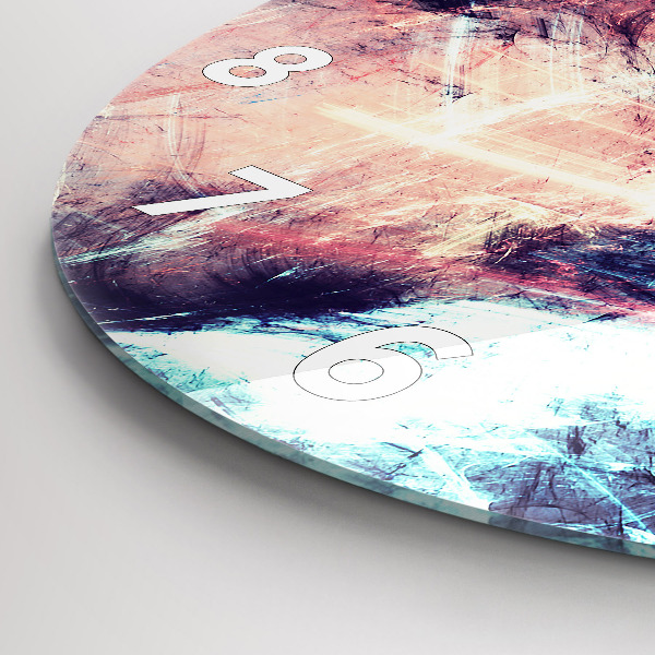 Round glass wall clock Abstract painting