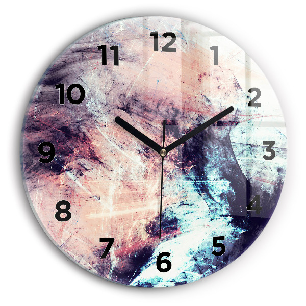 Round glass wall clock Abstract painting