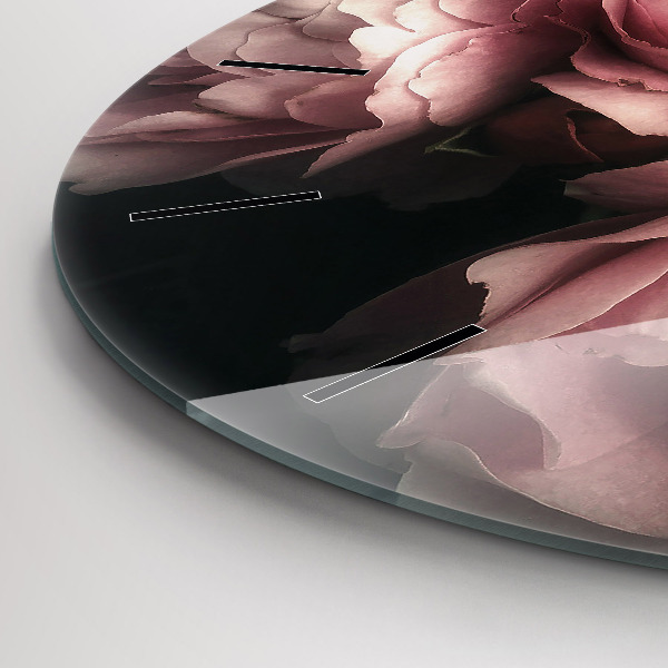 Round glass wall clock Bouquet of pink roses