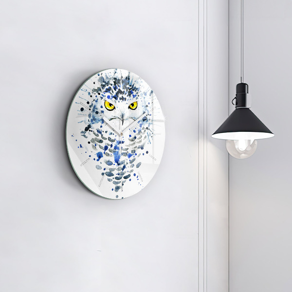 Round glass wall clock Owl look