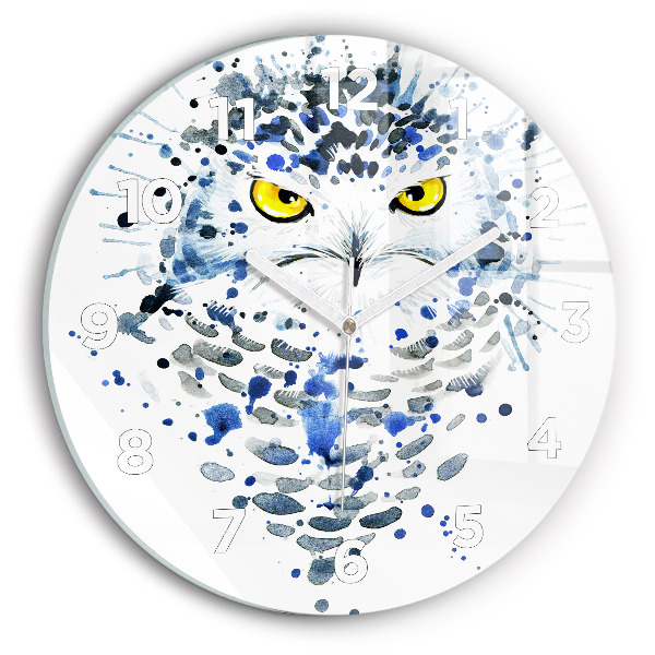 Round glass wall clock Owl look