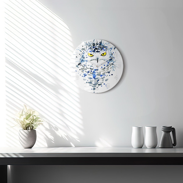 Round glass wall clock Owl look