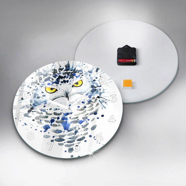 Round glass wall clock Owl look
