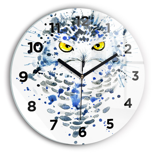 Round glass wall clock Owl look