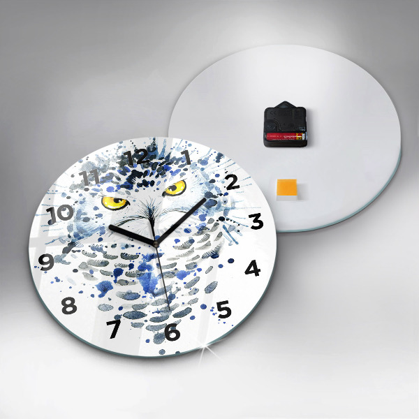 Round glass wall clock Owl look