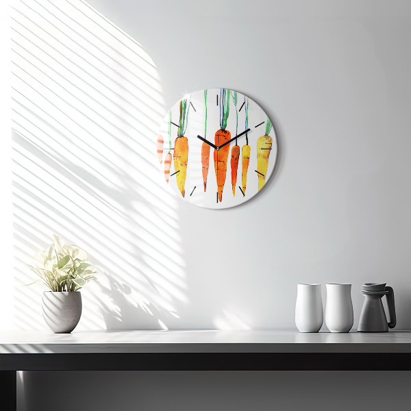 Round glass wall clock Carrot illustration