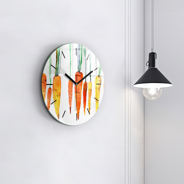 Round glass wall clock Carrot illustration