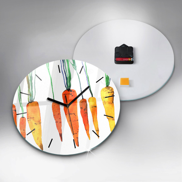Round glass wall clock Carrot illustration