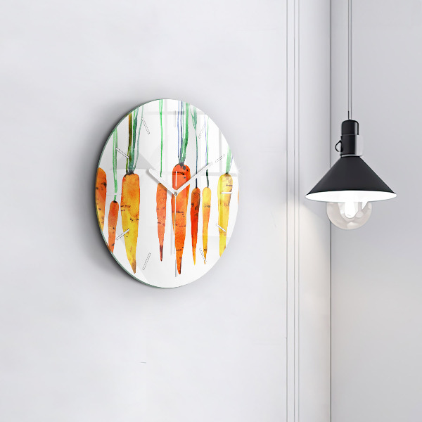 Round glass wall clock Carrot illustration
