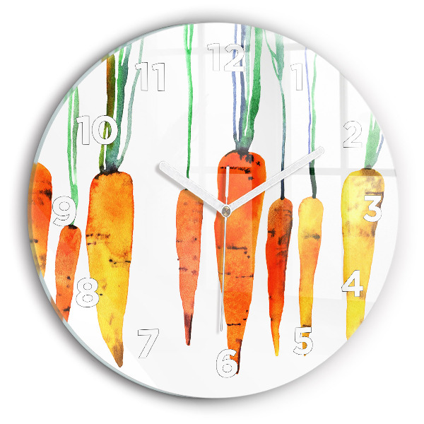 Round glass wall clock Carrot illustration