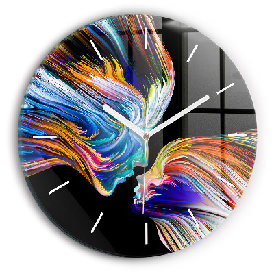 Round glass wall clock Emotional art