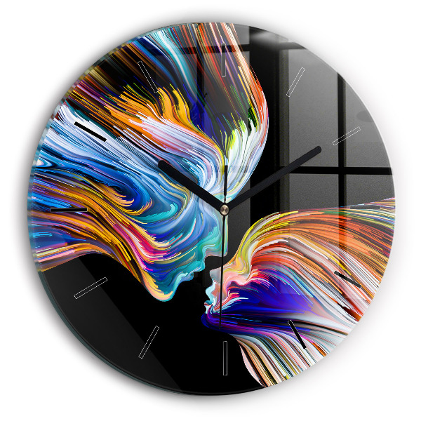Round glass wall clock Emotional art