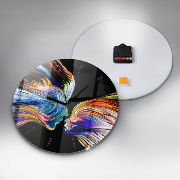 Round glass wall clock Emotional art